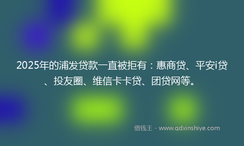 2025年的浦发贷款一直被拒有：惠商贷、平安i贷、投友圈、维信卡卡贷、团贷网等。