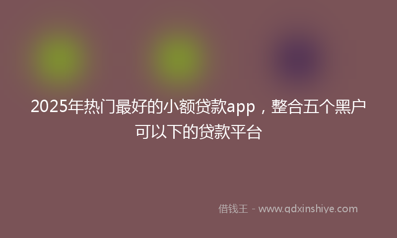 2025年热门最好的小额贷款app，整合五个黑户可以下的贷款平台