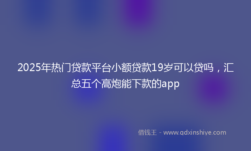2025年热门贷款平台小额贷款19岁可以贷吗，汇总五个高炮能下款的app