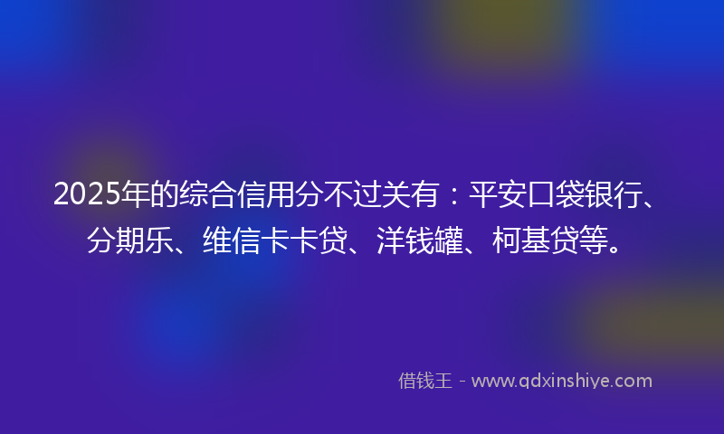 2025年的综合信用分不过关有：平安口袋银行、分期乐、维信卡卡贷、洋钱罐、柯基贷等。