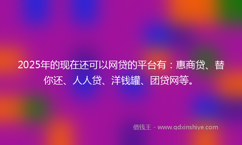 2025年的现在还可以网贷的平台有：惠商贷、替你还、人人贷、洋钱罐、团贷网等。