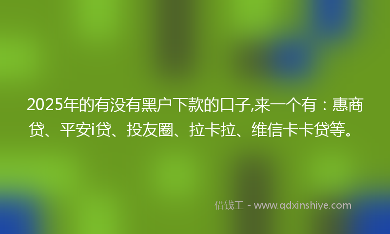2025年的有没有黑户下款的口子,来一个有：惠商贷、平安i贷、投友圈、拉卡拉、维信卡卡贷等。