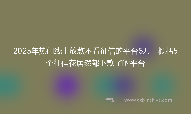 2025年热门线上放款不看征信的平台6万，概括5个征信花居然都下款了的平台