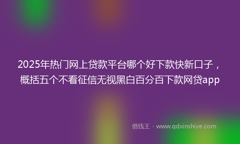 2025年热门网上贷款平台哪个好下款快新口子，概括五个不看征信无视黑白百分百下款网贷app