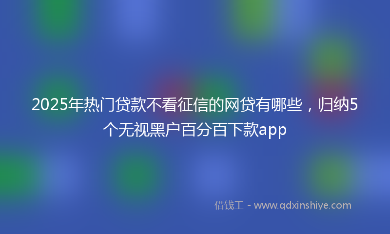 2025年热门贷款不看征信的网贷有哪些，归纳5个无视黑户百分百下款app