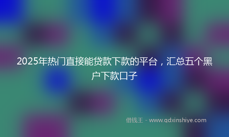 2025年热门直接能贷款下款的平台，汇总五个黑户下款口子