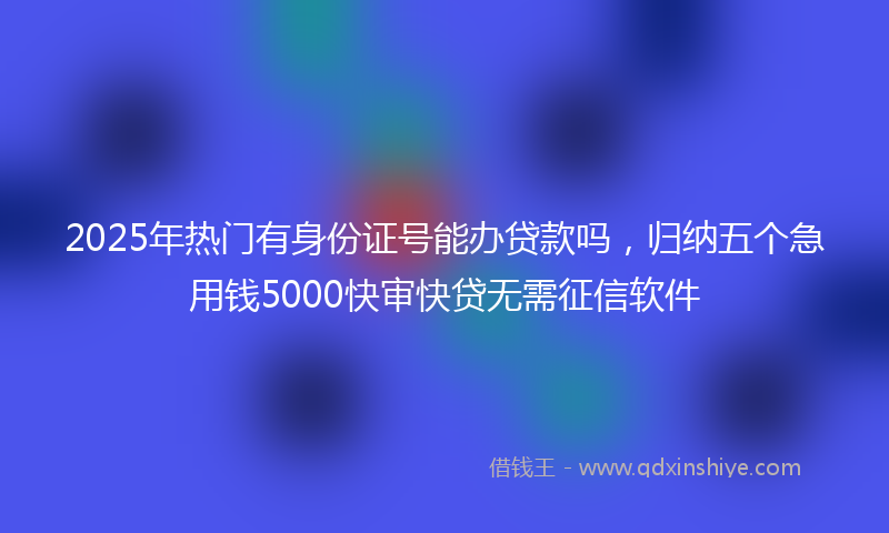 2025年热门有身份证号能办贷款吗，归纳五个急用钱5000快审快贷无需征信软件