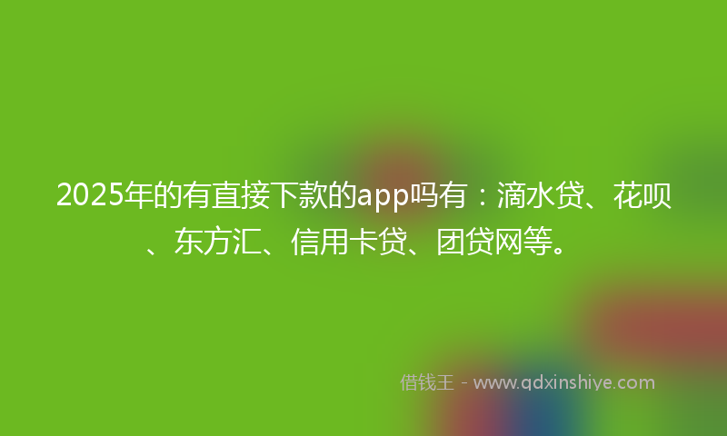 2025年的有直接下款的app吗有：滴水贷、花呗、东方汇、信用卡贷、团贷网等。