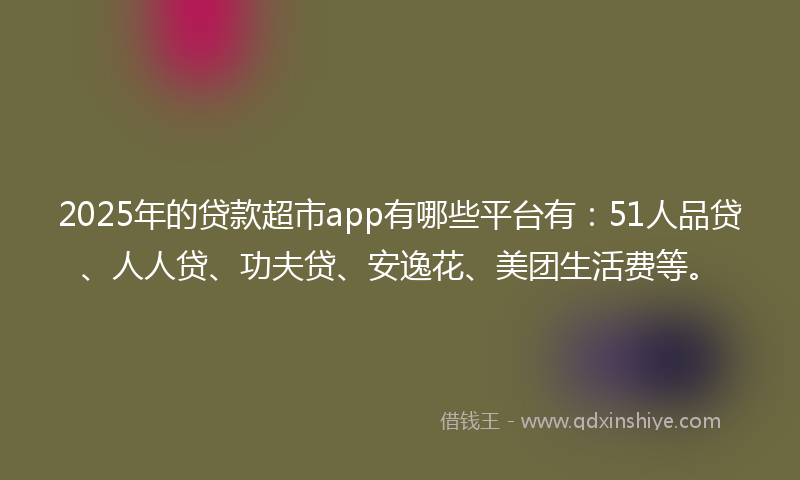 2025年的贷款超市app有哪些平台有：51人品贷、人人贷、功夫贷、安逸花、美团生活费等。