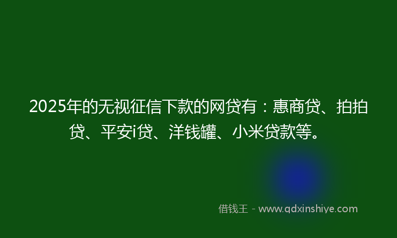 2025年的无视征信下款的网贷有：惠商贷、拍拍贷、平安i贷、洋钱罐、小米贷款等。