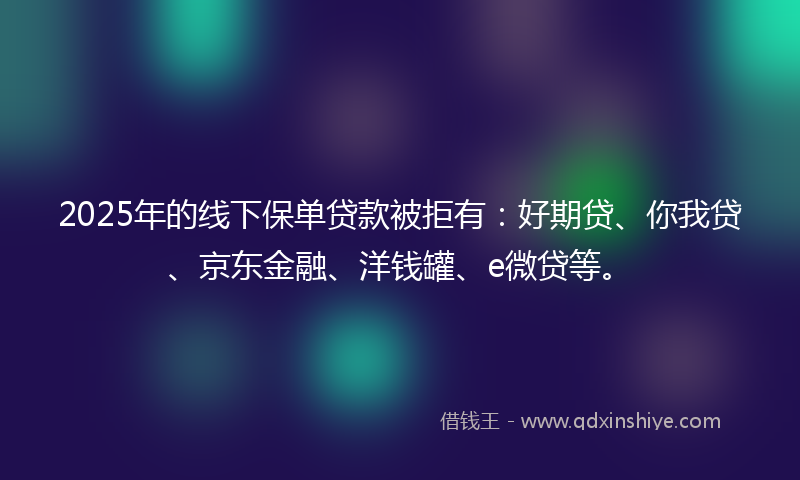 2025年的线下保单贷款被拒有：好期贷、你我贷、京东金融、洋钱罐、e微贷等。
