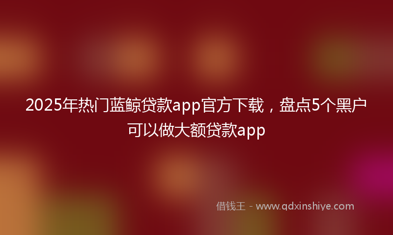 2025年热门蓝鲸贷款app官方下载，盘点5个黑户可以做大额贷款app