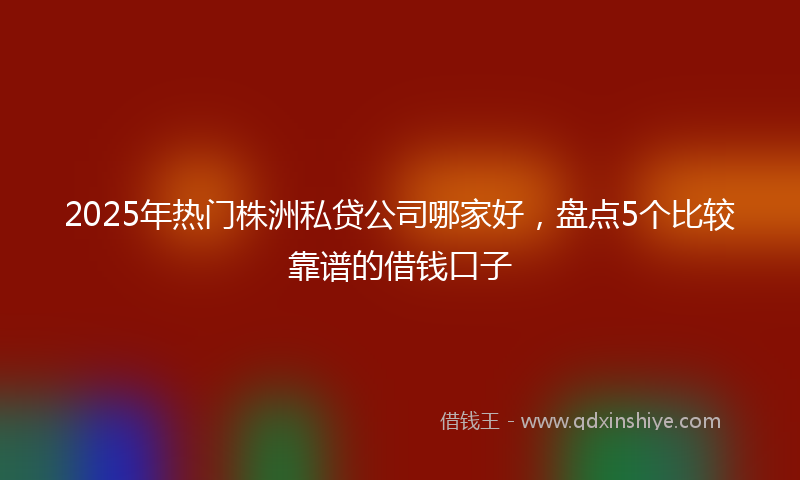 2025年热门株洲私贷公司哪家好，盘点5个比较靠谱的借钱口子