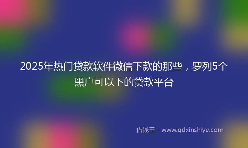 2025年热门贷款软件微信下款的那些，罗列5个黑户可以下的贷款平台