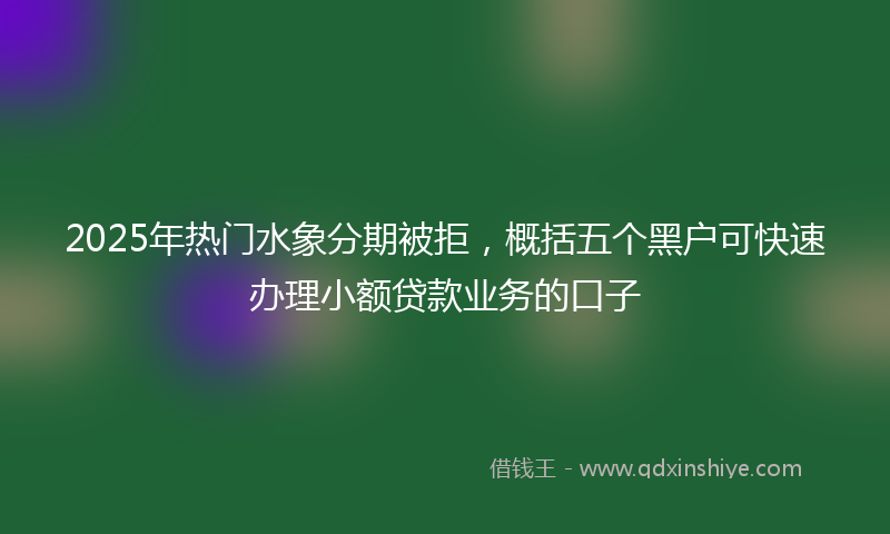 2025年热门水象分期被拒，概括五个黑户可快速办理小额贷款业务的口子
