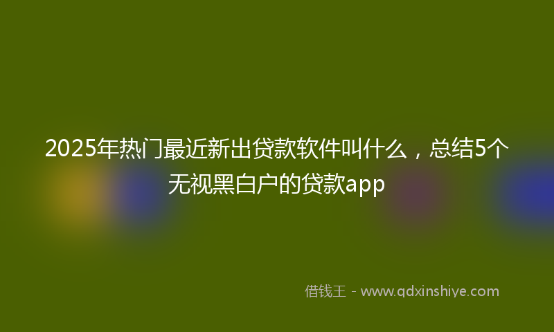 2025年热门最近新出贷款软件叫什么，总结5个无视黑白户的贷款app