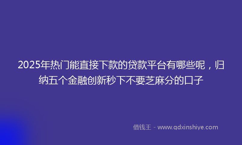 2025年热门能直接下款的贷款平台有哪些呢，归纳五个金融创新秒下不要芝麻分的口子