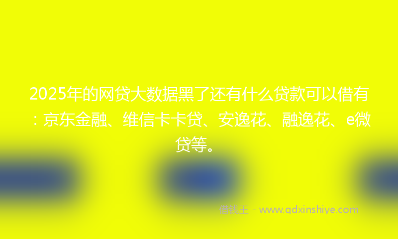 2025年的网贷大数据黑了还有什么贷款可以借有：京东金融、维信卡卡贷、安逸花、融逸花、e微贷等。