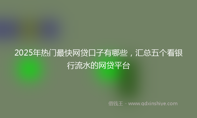 2025年热门最快网贷口子有哪些，汇总五个看银行流水的网贷平台