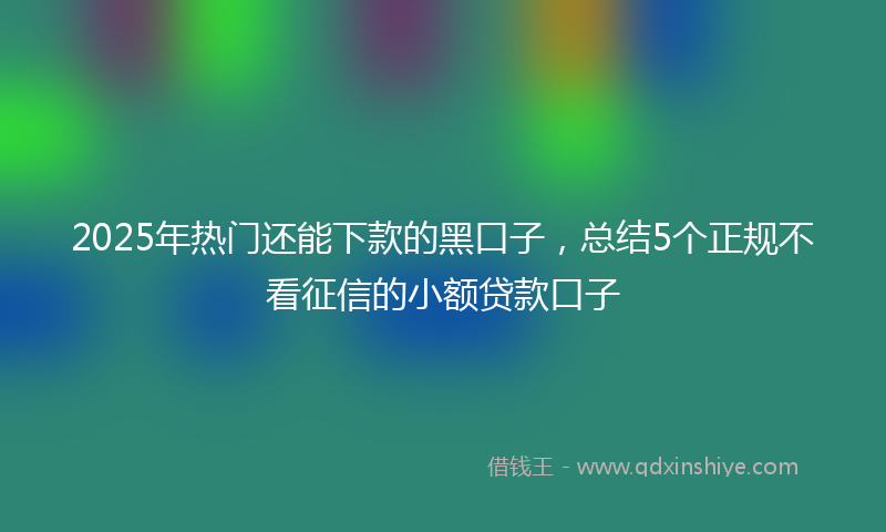 2025年热门还能下款的黑口子，总结5个正规不看征信的小额贷款口子