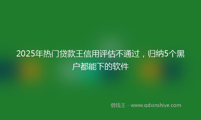 2025年热门贷款王信用评估不通过，归纳5个黑户都能下的软件