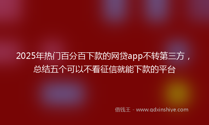 2025年热门百分百下款的网贷app不转第三方，总结五个可以不看征信就能下款的平台