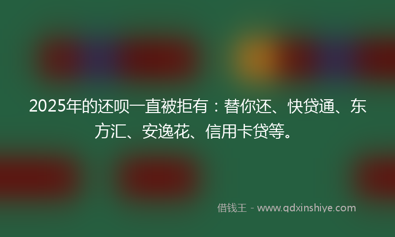 2025年的还呗一直被拒有：替你还、快贷通、东方汇、安逸花、信用卡贷等。
