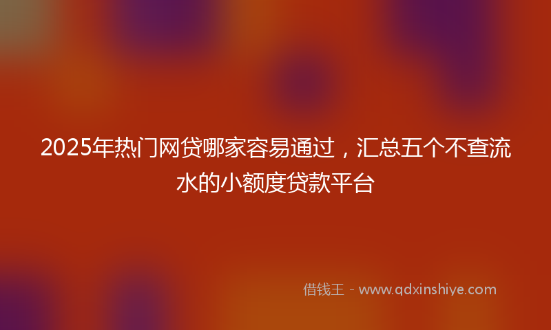 2025年热门网贷哪家容易通过，汇总五个不查流水的小额度贷款平台