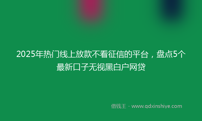 2025年热门线上放款不看征信的平台，盘点5个最新口子无视黑白户网贷