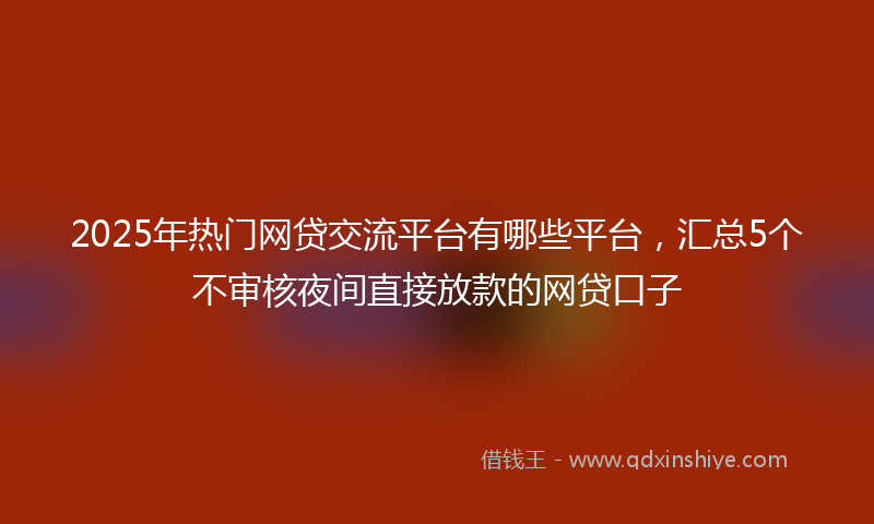 2025年热门网贷交流平台有哪些平台，汇总5个不审核夜间直接放款的网贷口子