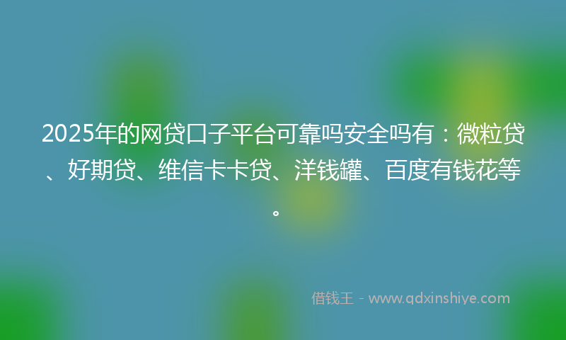 2025年的网贷口子平台可靠吗安全吗有：微粒贷、好期贷、维信卡卡贷、洋钱罐、百度有钱花等。