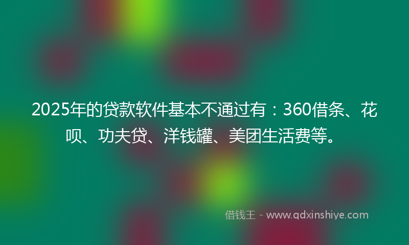 2025年的贷款软件基本不通过有：360借条、花呗、功夫贷、洋钱罐、美团生活费等。