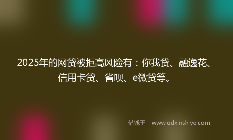 2025年的网贷被拒高风险有：你我贷、融逸花、信用卡贷、省呗、e微贷等。