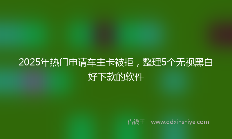 2025年热门申请车主卡被拒，整理5个无视黑白好下款的软件