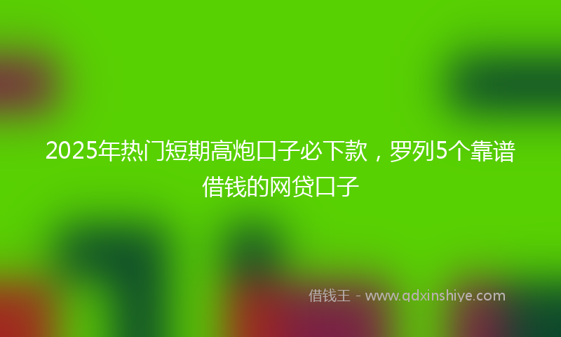 2025年热门短期高炮口子必下款，罗列5个靠谱借钱的网贷口子
