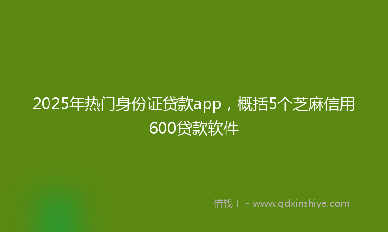 2025年热门身份证贷款app，概括5个芝麻信用600贷款软件