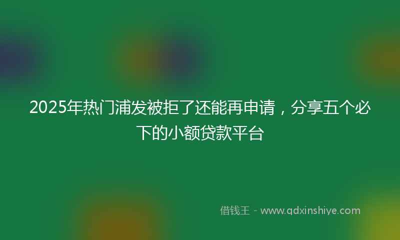 2025年热门浦发被拒了还能再申请，分享五个必下的小额贷款平台