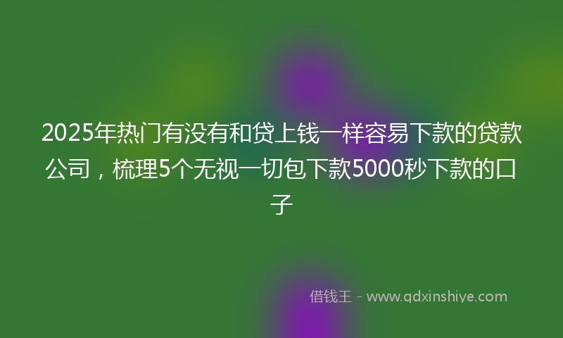 2025年热门有没有和贷上钱一样容易下款的贷款公司，梳理5个无视一切包下款5000秒下款的口子