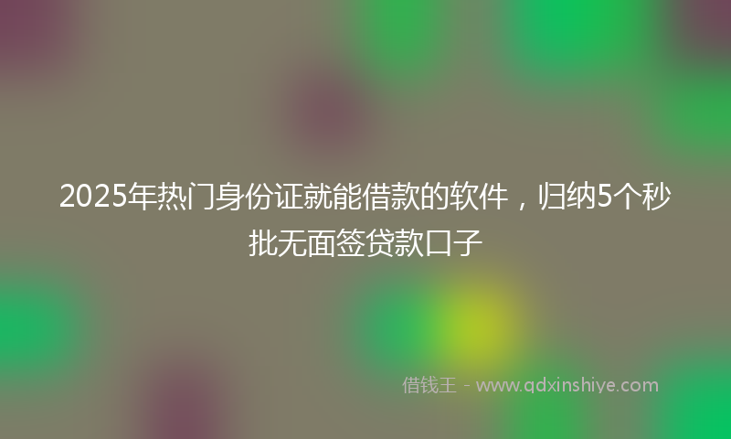 2025年热门身份证就能借款的软件，归纳5个秒批无面签贷款口子