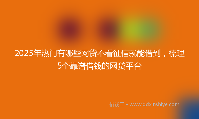2025年热门有哪些网贷不看征信就能借到，梳理5个靠谱借钱的网贷平台