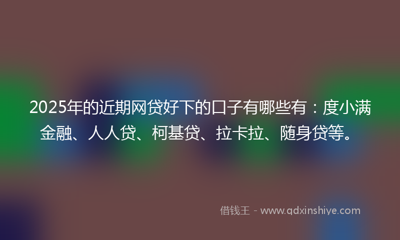 2025年的近期网贷好下的口子有哪些有：度小满金融、人人贷、柯基贷、拉卡拉、随身贷等。