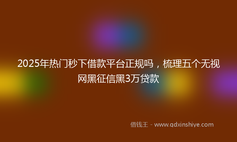 2025年热门秒下借款平台正规吗，梳理五个无视网黑征信黑3万贷款