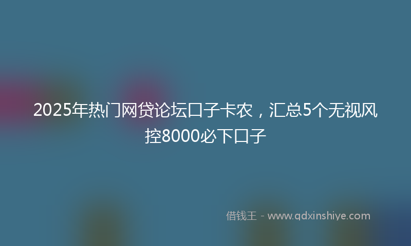 2025年热门网贷论坛口子卡农，汇总5个无视风控8000必下口子