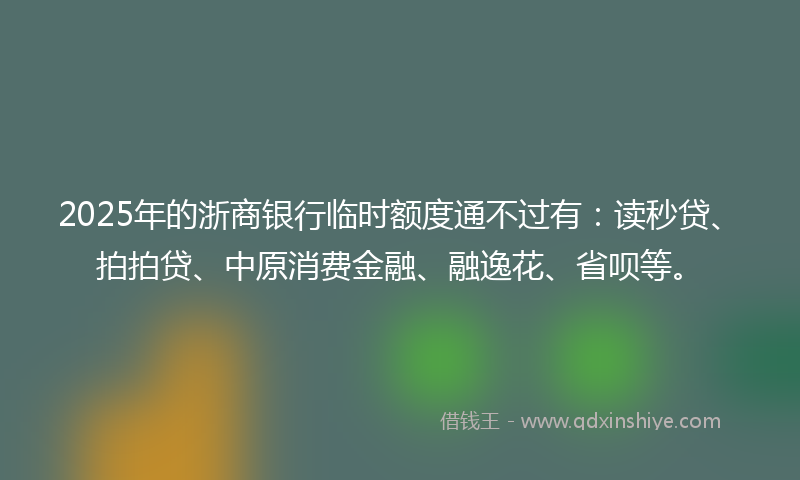 2025年的浙商银行临时额度通不过有：读秒贷、拍拍贷、中原消费金融、融逸花、省呗等。
