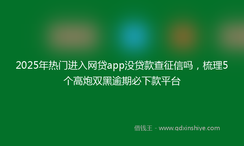 2025年热门进入网贷app没贷款查征信吗，梳理5个高炮双黑逾期必下款平台