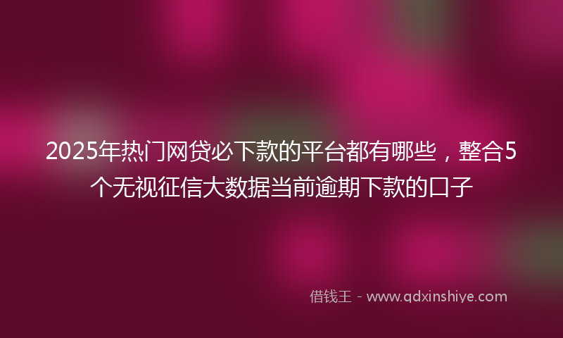 2025年热门网贷必下款的平台都有哪些，整合5个无视征信大数据当前逾期下款的口子