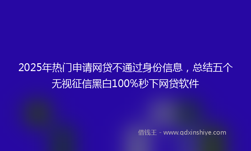 2025年热门申请网贷不通过身份信息，总结五个无视征信黑白100%秒下网贷软件