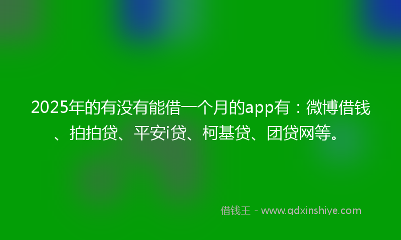 2025年的有没有能借一个月的app有：微博借钱、拍拍贷、平安i贷、柯基贷、团贷网等。