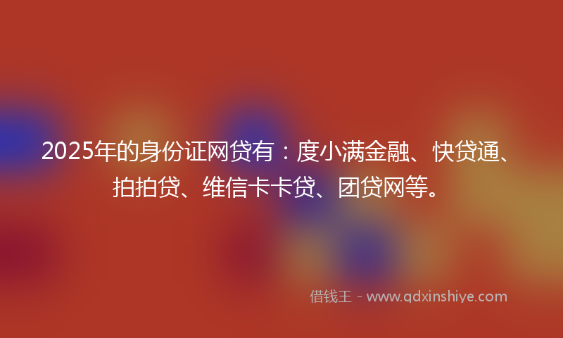 2025年的身份证网贷有：度小满金融、快贷通、拍拍贷、维信卡卡贷、团贷网等。