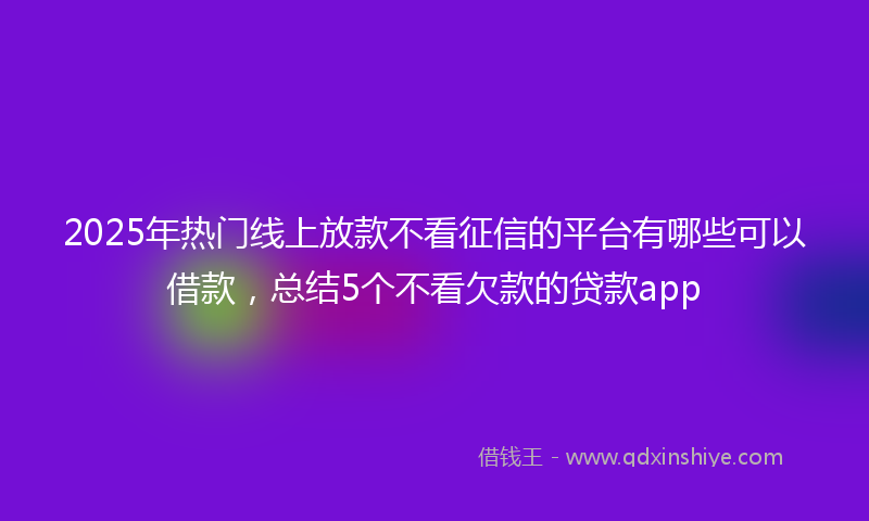 2025年热门线上放款不看征信的平台有哪些可以借款，总结5个不看欠款的贷款app